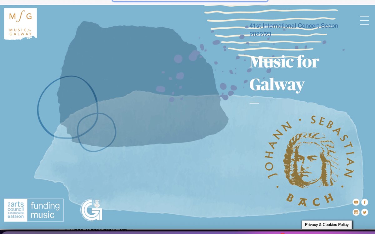 Morning tweeps - check out details of @musicforgalway's 41st season on our beautiful new and blue website - we look forward to welcoming @ICOrchestra @NSOrchestraIRL @IrishBaroque @Papavrami @seanstshibe @Rosannephil and so many others! musicforgalway.ie