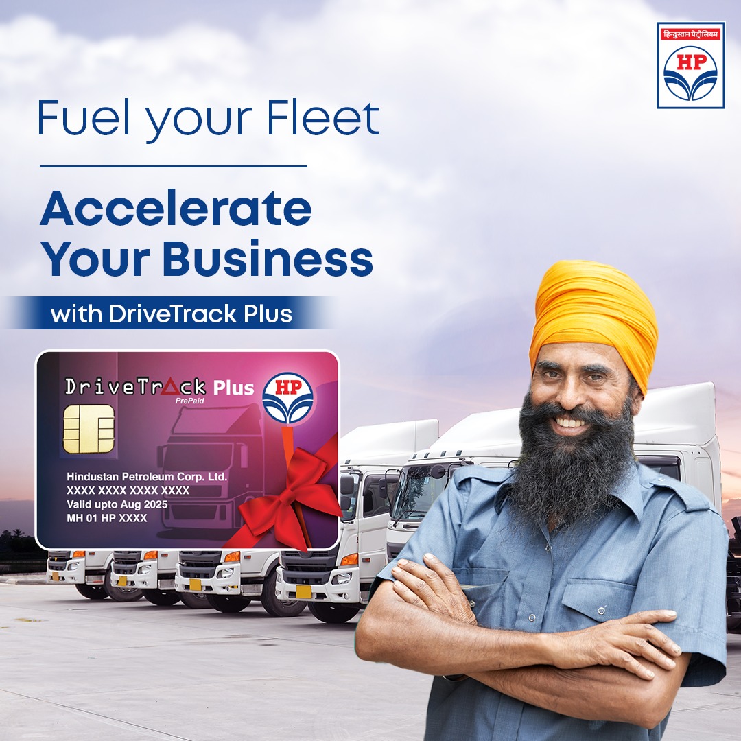 HPCL's tweet photo. DriveTrack Plus is a powerful prepaid fleet card that lets you save money, avail Accident Insurance Cover and earn DriveStars every time you refuel anywhere in India. Click here > https://t.co/EqGZgUQ66l to know more. 
#FleetManagementSolution #FleetOwners https://t.co/48wwEf6B9o