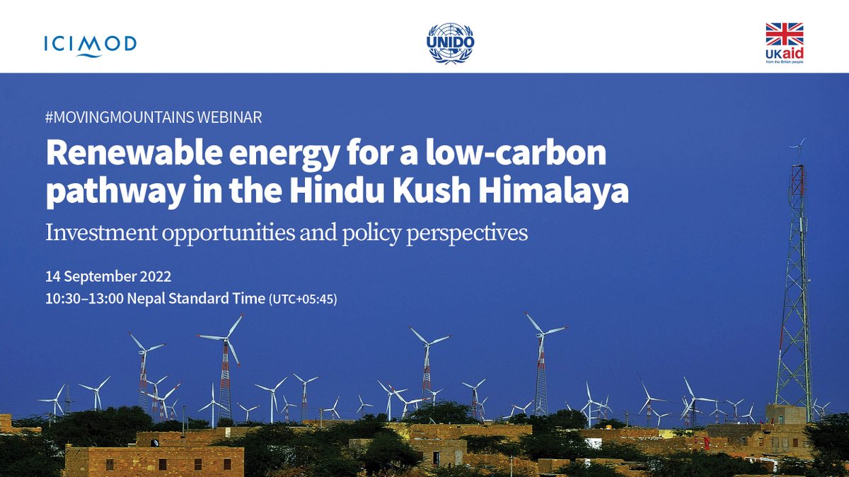 What can we do to promote #RenewableEnergy &amp; #sustainable development in the #HKH? What are the challenges &amp; investment opportunities in the energy sector?

Our experts are here to address your queries!

Register👉bit.ly/3APwNPF

#MovingMountains #Webinar #IYM2022