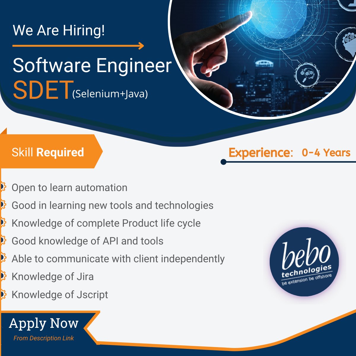bebotechchd's tweet photo. Teams at @bebotechnologies are dedicated and experienced in several technical domains. Our engineers focus on the key aspects and design the solutions according to clients needs
Apply Here: https://t.co/cebnUTKRWp
#sdet #sdetengineer #selenium #java #bebotechnologies https://t.co/jzOYQ908wC
