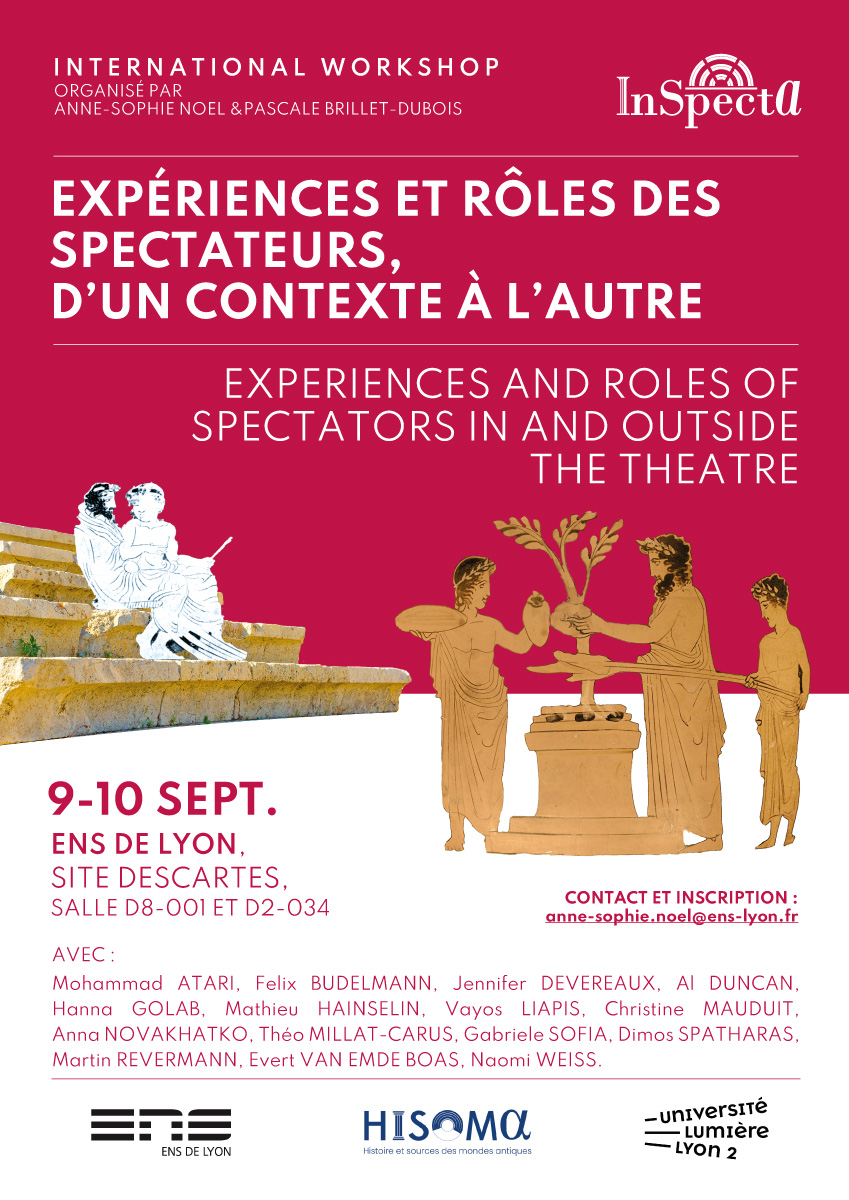 Expériences et rôles des spectateurs, d’un contexte à l’autre.
📌Workshop international commun du projet émergent InSpectA (Anne-Sophie Noel @ENSdeLyon) et du programme « Dramaturgie et allusion » (Pascale Brillet-Dubois <a href="/univ_lyon2/">Université Lumière Lyon 2</a>)
🗓️09-10 sept 22 (Lyon)
inspecta.hypotheses.org/424