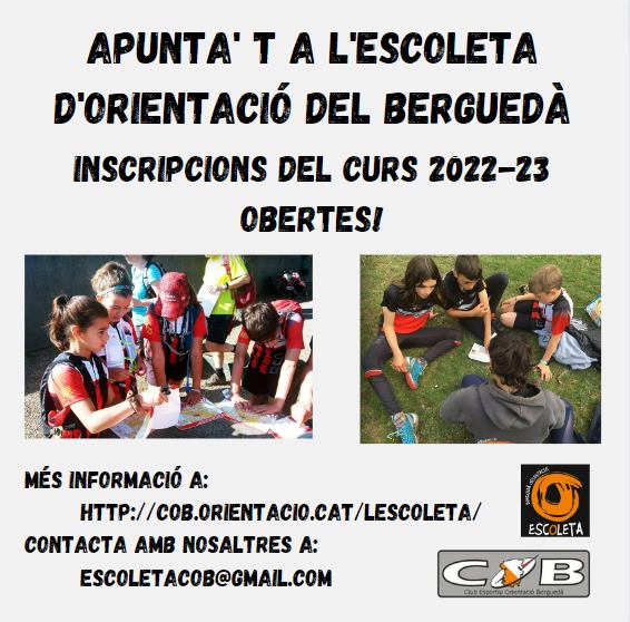 Ja estem posant en marxa una nova temporada a l'Escoleta, us ho perdreu?
cob.orientacio.cat/lescoleta/