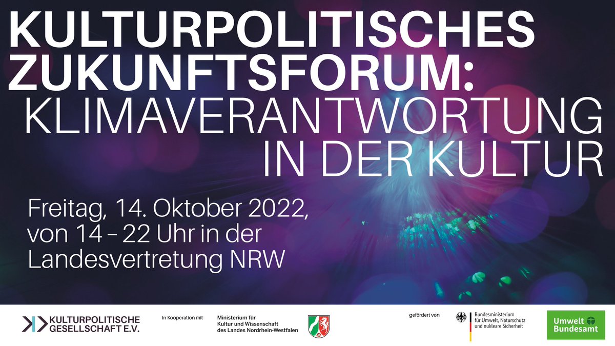 Kupoge's tweet photo. Auch in turbulenten Zeiten dürfen wir die Klimakrise nicht aus dem Blick verlieren.

In Kooperation mit dem @MKW_NRW veranstalten wir deshalb am Tag vor unserer Mitgliederversammlung in der Landesvertretung NRW das Kulturpolitische Zukunftsforum "Klimaverantwortung in der Kultur" https://t.co/9HwXtqgopc
