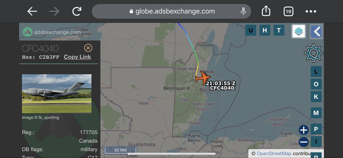 TheSnoopySnoop's tweet photo. #CFC4040 arriving in to Belize from CFB Trenton yesterday

#C2B3FF 177705 CC-177 Globemaster III @RCAF_ARC 

#AvGeek #milair #planespotting #haveglass https://t.co/Y3DSAmXd1d