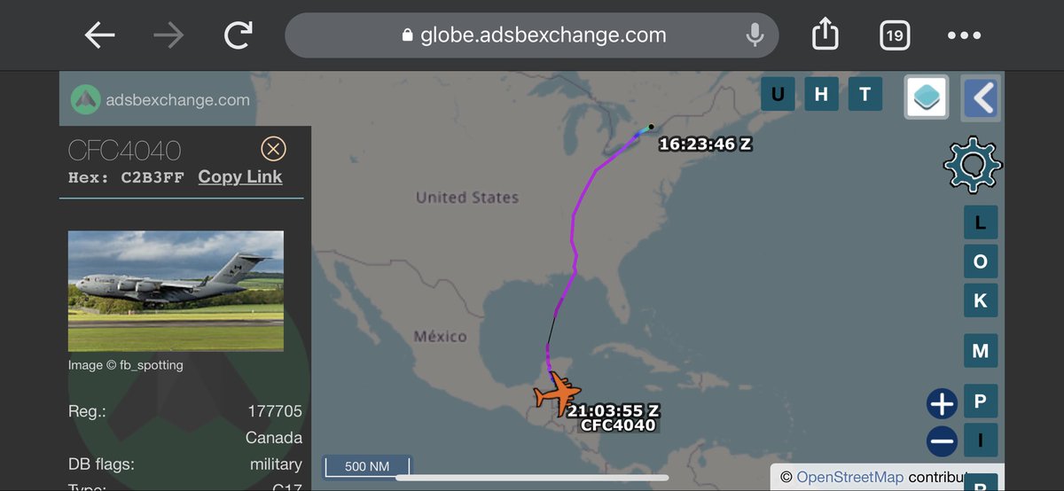 TheSnoopySnoop's tweet photo. #CFC4040 arriving in to Belize from CFB Trenton yesterday

#C2B3FF 177705 CC-177 Globemaster III @RCAF_ARC 

#AvGeek #milair #planespotting #haveglass https://t.co/Y3DSAmXd1d