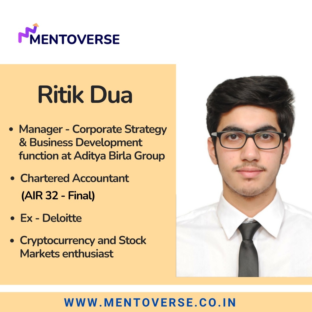 mentoverse's tweet photo. Welcome to the Mentoverse, Ritik Dua!

Ritik is a Chartered Accountant and is currently working as a Manager - Corporate Strategy at Aditya Birla Group. 

In order to understand how the consulting world works, you can book a 1:1 session with Ritik at https://t.co/OZb07RdlTu! https://t.co/gWit5txjnA