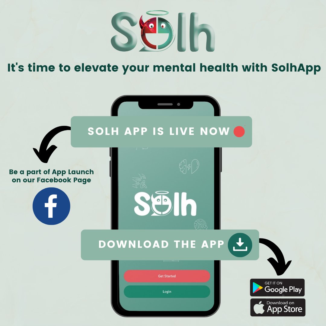 solhappofficial's tweet photo. Solh App is a place for you to reach your optimum mental health. Surrounded by people who are going through what you are and the therapists and psychologists who understand it all. 

To become a part of the SolhApp launch Visit:
https://t.co/oARZyVfnFH

#SolhApp #LiveNow https://t.co/Lm1YtcQUWc