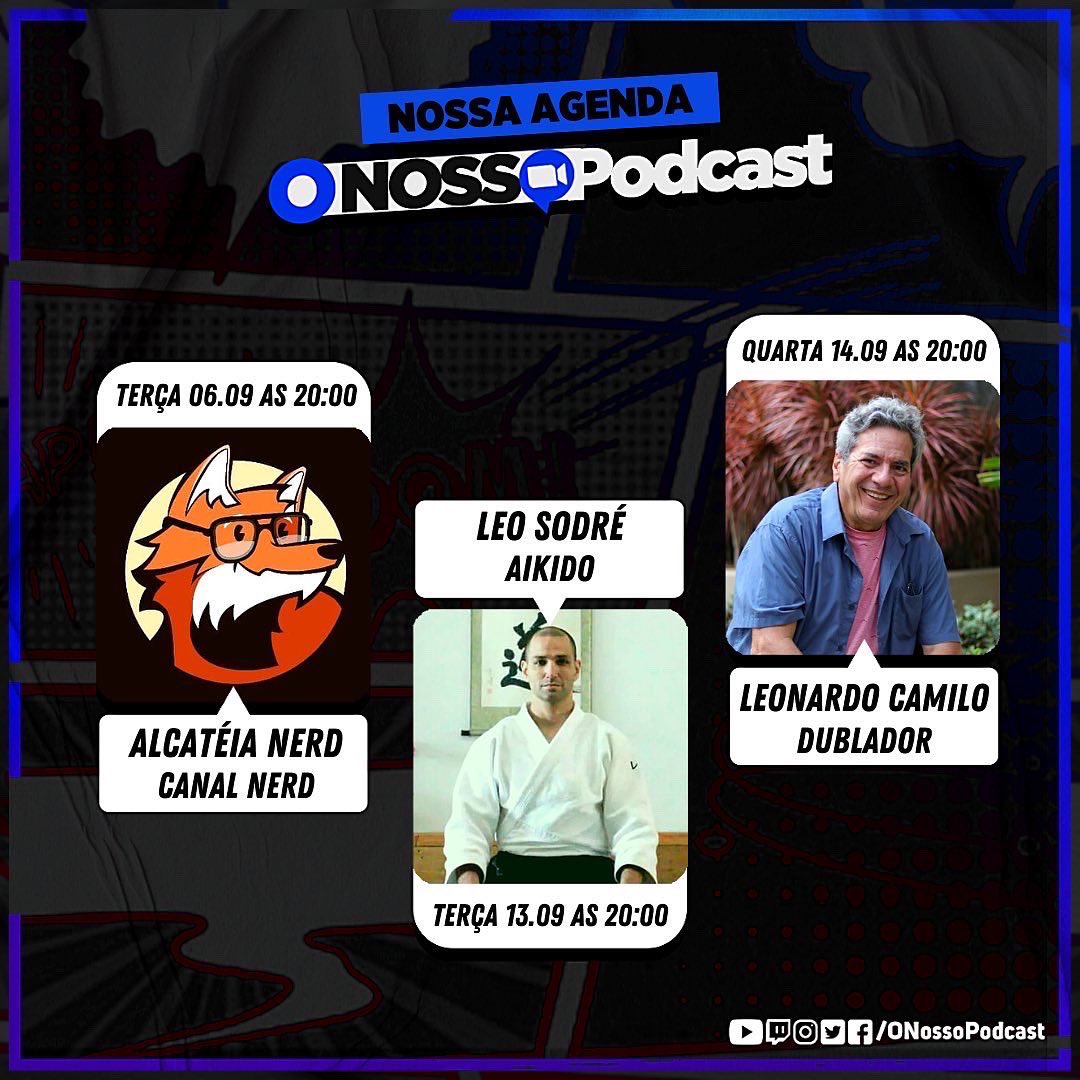 onossopodcast's tweet photo. SETEMBRO!

https://t.co/q5tUYauBsq

➡️ Terça 06.09 - @alcateianerdbr 
➡️ Terça 15.09 - Leo Sodré
➡️ Quarta 14.09 - Leonardo Camilo
➡️ Quinta 15.09 - @IronMasterProd @PapyrusBatata 
➡️ Quinta 22.09 - @nerdfusao 
➡️ Terça 27.09 - @ninmattz1 
➡️ Quinta 29.09 - @OrionMc3 https://t.co/aSYyViBxxx