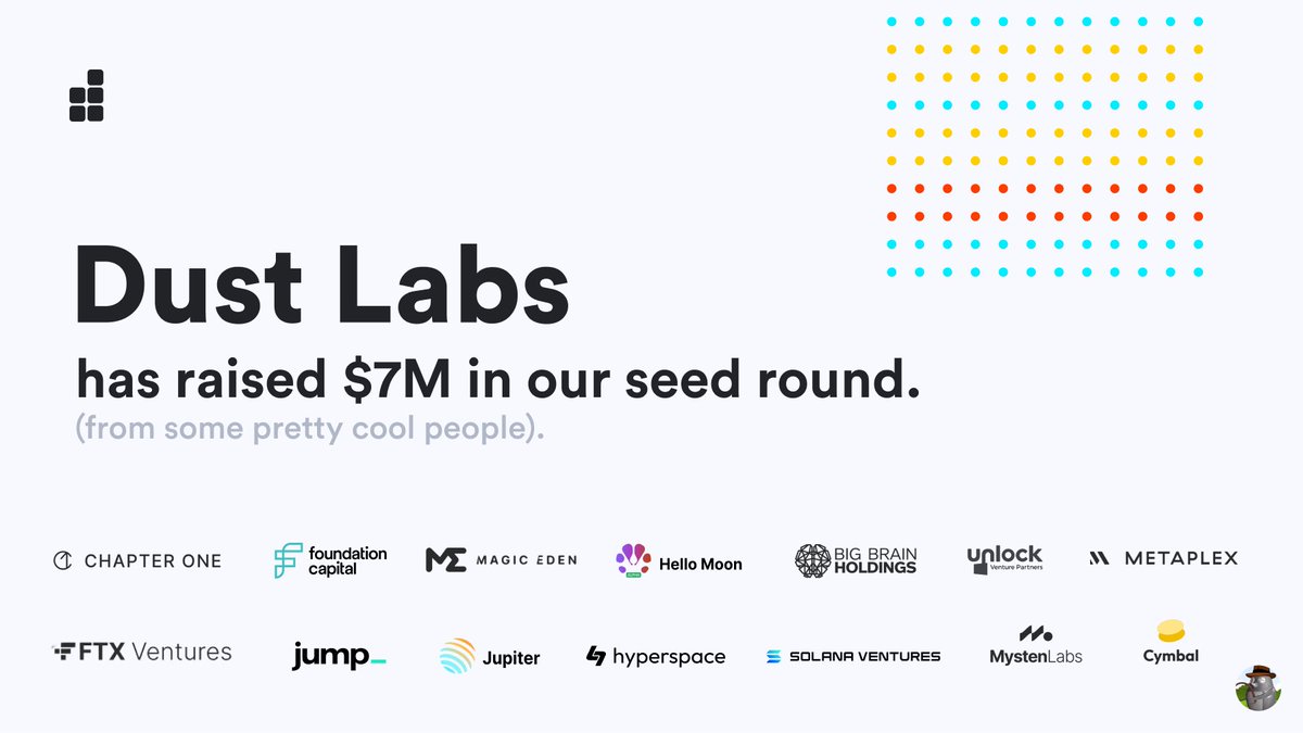 We would like to announce that we have raised a strategic round of $7M to build out the $DUST ecosystem. AMA with @frankdegods & our CEO @kevindegods on Thursday, September 8th.