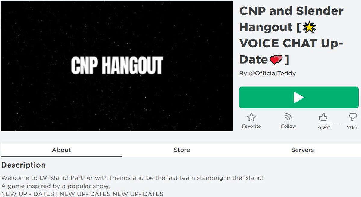 You Played Slender and CNP Hangout. - Roblox