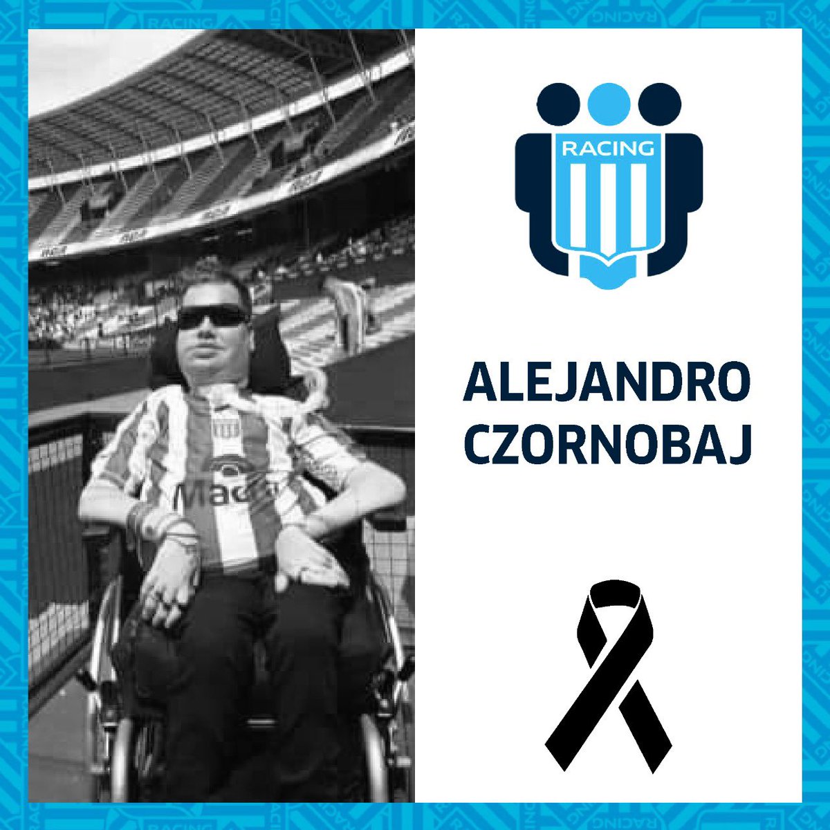 Racing Integrado acompaña a la familia de  Alejandro Czornobaj, uno de los mas fieles concurrentes del Sector para personas con discapacidad del estadio, en este difícil momento. Te vamos a extrañar Ale!

#RacingIntegrado
