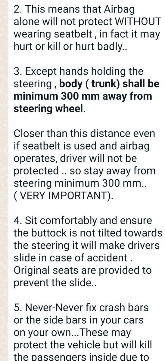 WeekendInvestng's tweet photo. I know we all know by now every thing about #seatbelts and #airbags but some more gyan was received from a friend today that sounds logical. Do read and share if you find worthy https://t.co/K6HSqqPhh6