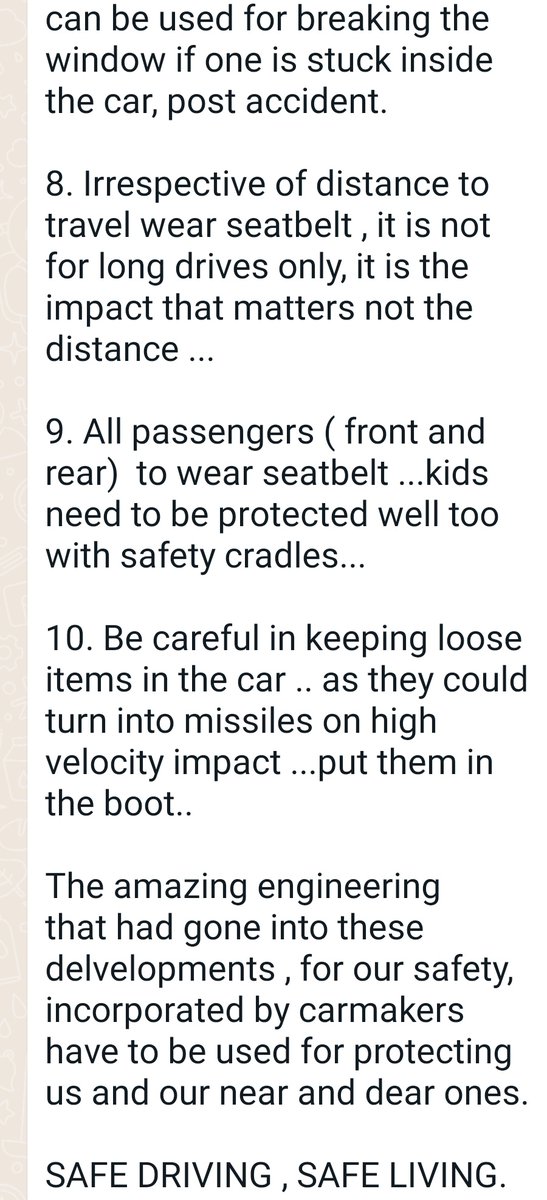 WeekendInvestng's tweet photo. I know we all know by now every thing about #seatbelts and #airbags but some more gyan was received from a friend today that sounds logical. Do read and share if you find worthy https://t.co/K6HSqqPhh6