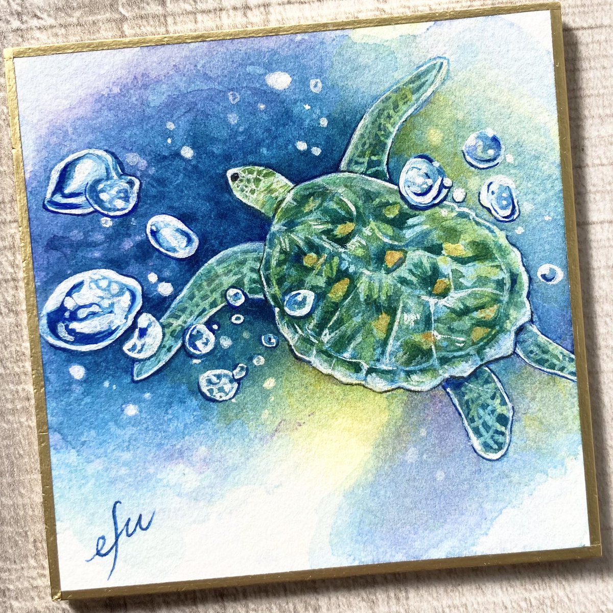ウミガメ 海亀 海 カメ 絵画 原画 アート turtle 現代美術 現代