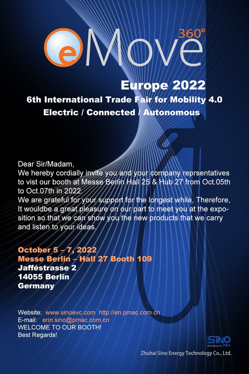 Important notice📢📢📢📢
We will be exhibiting at eMove360° Europe 2022 in Berlin, Germany. Welcome to discuss with each other.