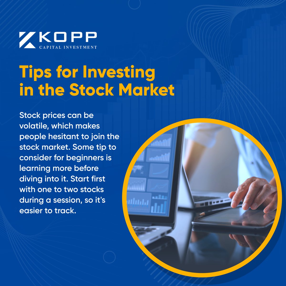 Tips for Investing in the Stock Market

#StockMarket #FinancingOption #KoppCapitalInvestment #StockPrices #FinancialSolution