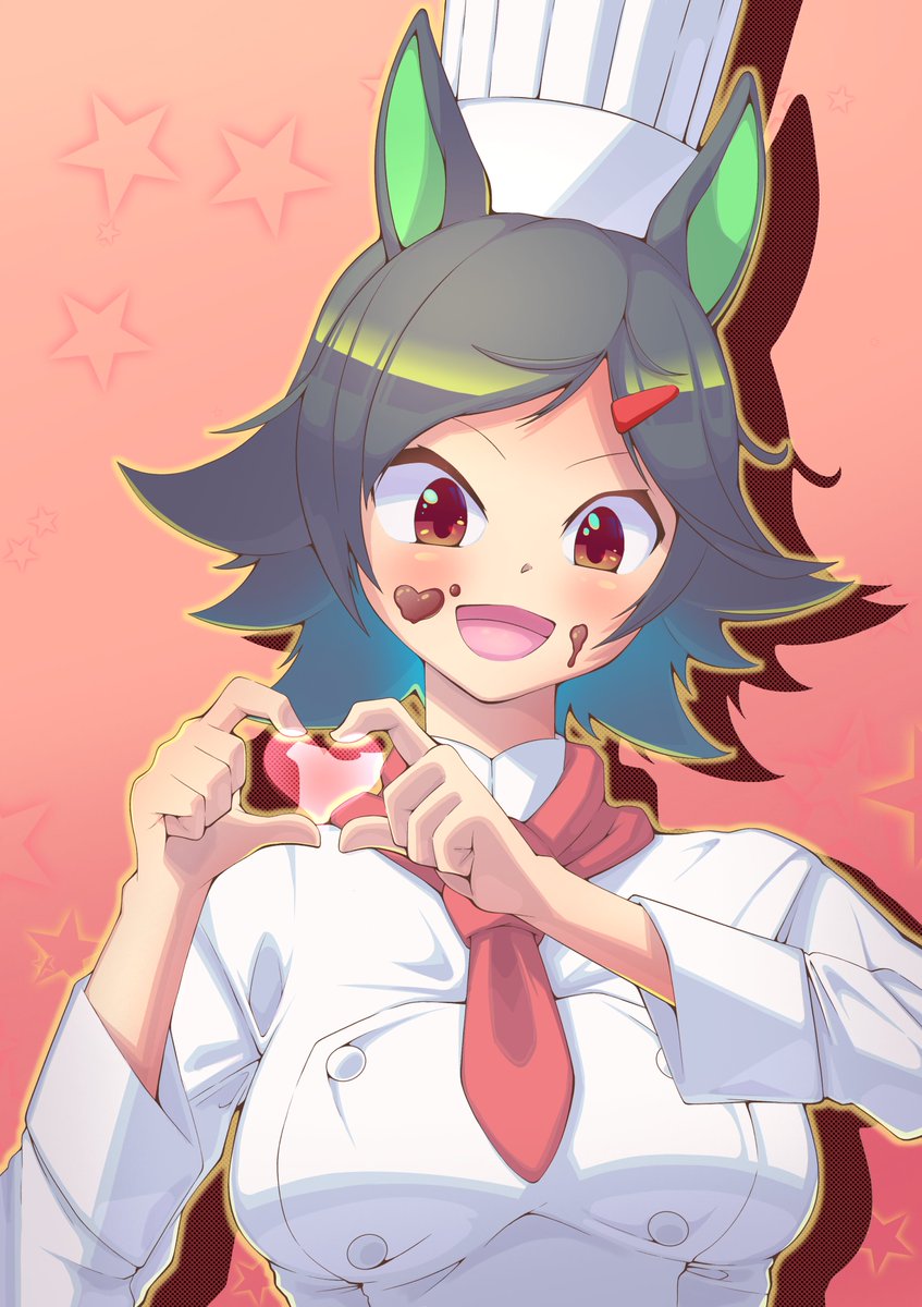 1girl chef hat animal ears solo heart hat horse ears  illustration images
