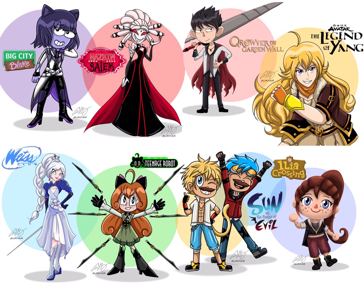 Here’s all the #RWBY x Cartoon Crossovers I’ve done! This was a fun series of drawings to do! Which ones are your favorites? ☺️ ❤️🤍🖤💛 #RWBYfanart #CartoonArt @OfficialRWBY