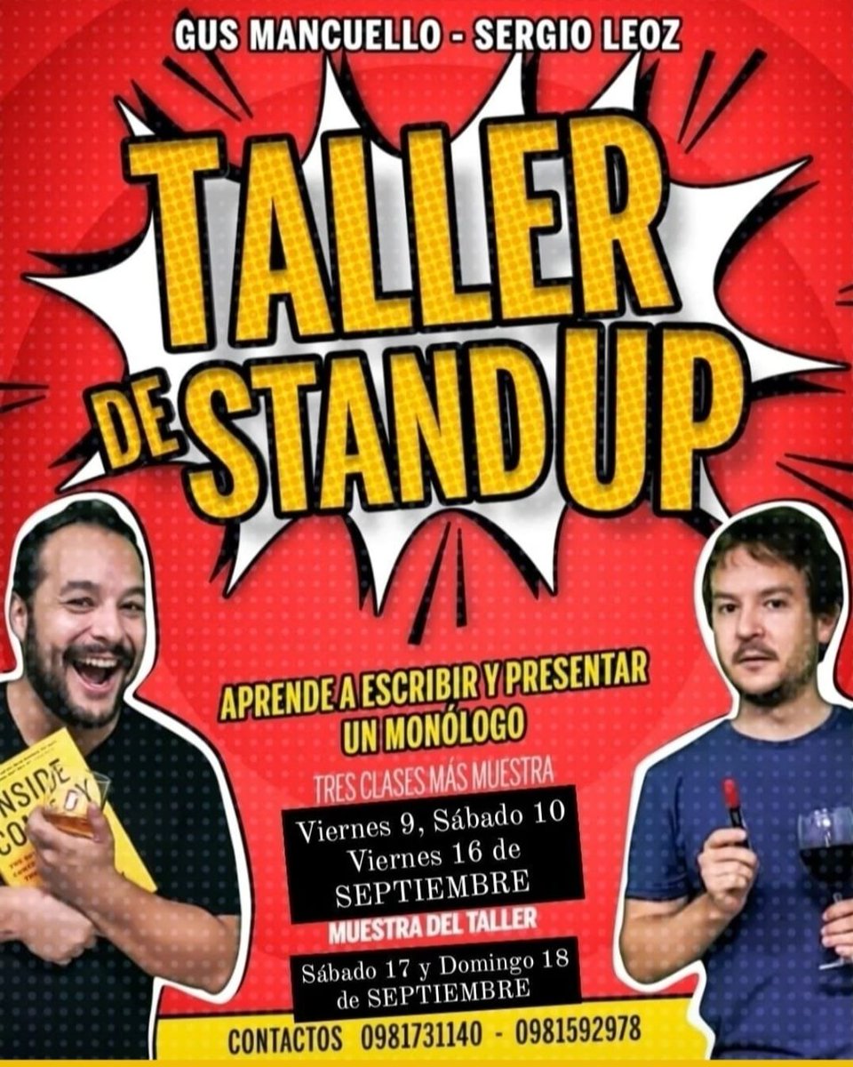 Éste Viernes 9 de Septiembre empezamos nuestro Taller  de Stand Up
Si tenés dotes o querés probar algo nuevo,  esta es tu oportunidad