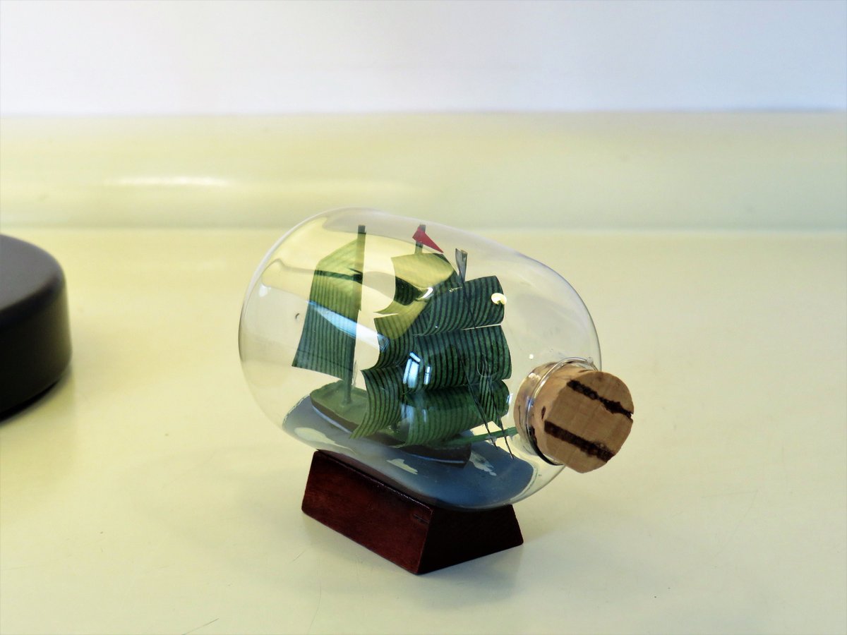 MaLanterne's tweet photo. Vintage Ship in a Bottle, Vintage Boat with Wooden Pedestal, Glass Ship, Tiny Nautical Decor, Art Object, Navy Souvenir Gift, Sailormoon,70s https://t.co/mftuxKWOIF #Antiques #Vintage #Holidays #Backtoschool #FREESHIPPING #Trending #Retro #Gifts #KhakiColor https://t.co/g2ZkPUSAWQ