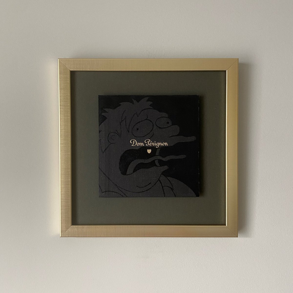 bobthegilder's tweet photo. Gloss black on dom perignon gift box panel #thesimpsons #Simpsons #barneygumble #domperignon https://t.co/9S6gFL5jGE