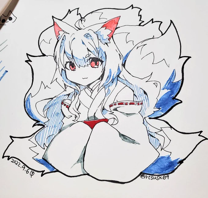 黄色いペン無かったから銀狐ちゃんになった 