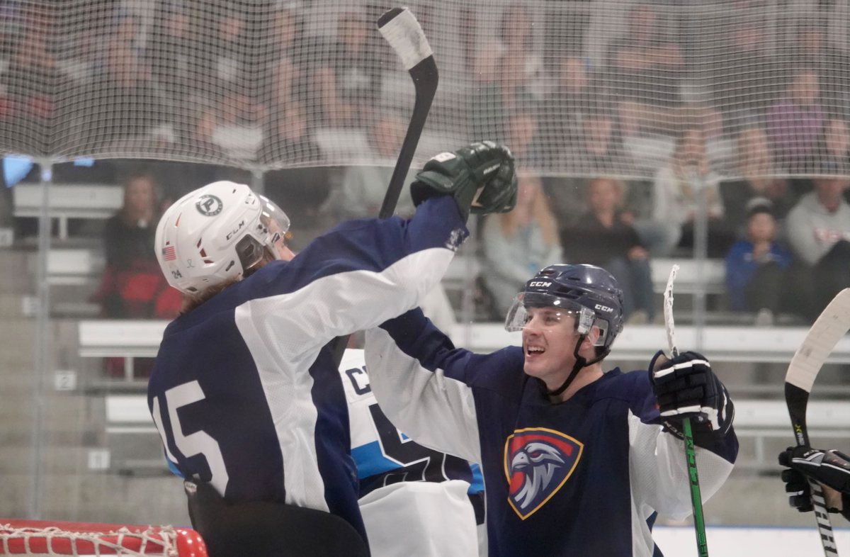 MJHLNighthawks's tweet photo. Some highlights from today's game. Thank you Niverville for coming out to support our first home exhibition game at the CRRC!  A BIG thank-you to all of our volunteers who helped make the day such a success. #MJHLNighthawks https://t.co/xXPY6uZXQe