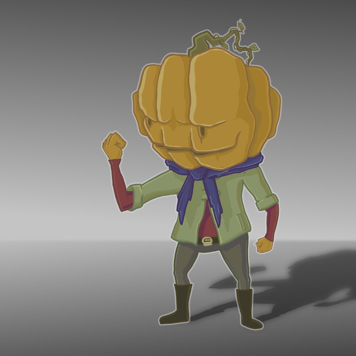 LLimbGames's tweet photo. Pumpkin Boy is done for now! On to the next monster. What do you think the next should be? Mushrooms? Strawberries?#gameart #conceptart #creatureart #wip https://t.co/Pc1ViZ6yav