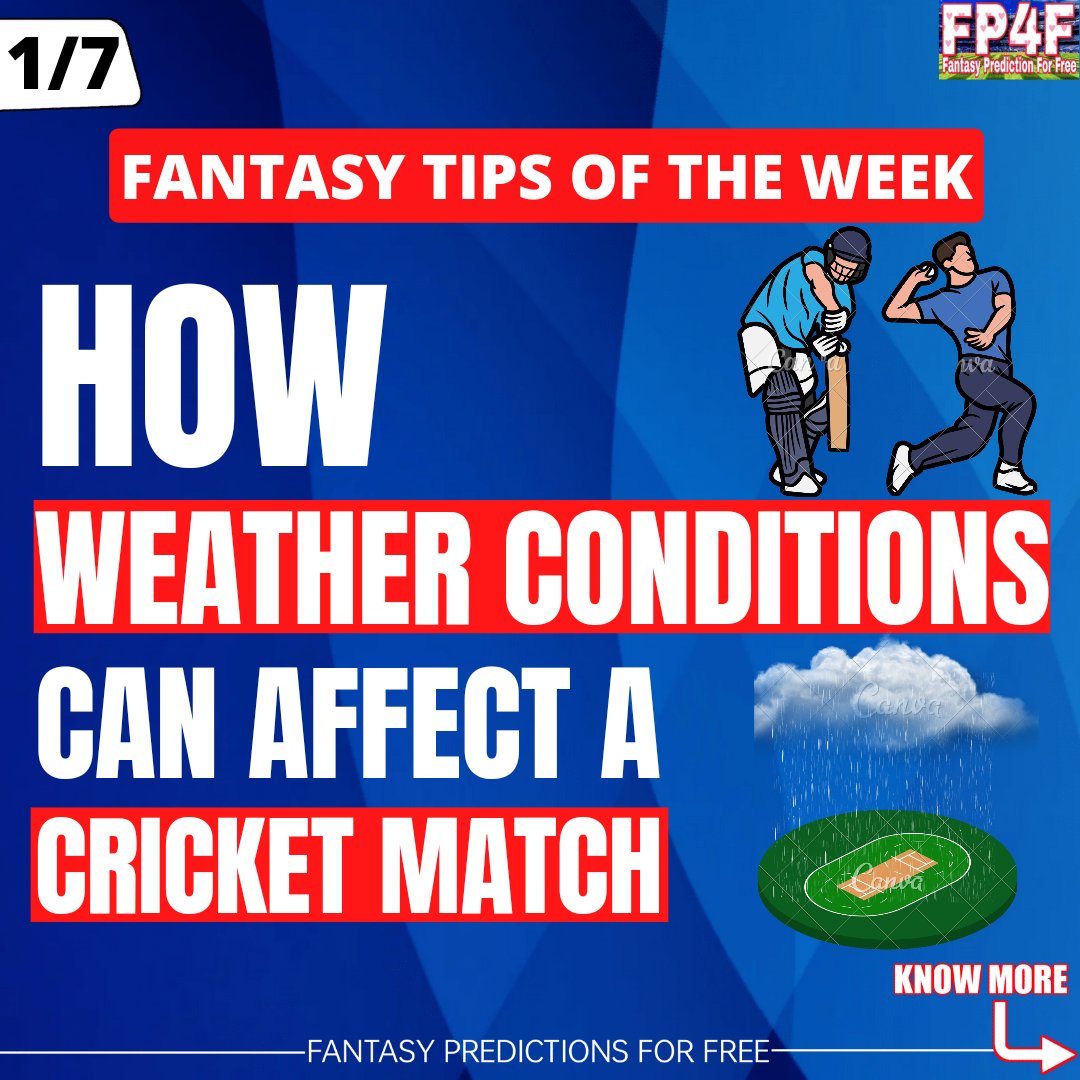 SportsStatsFree's tweet photo. How Weather Conditions can affect a Cricket Match?
Know different type of weather conditions that affects a cricket match.
#weatherconditions #cricketmatch #FP4F https://t.co/gmanXAcNp9
