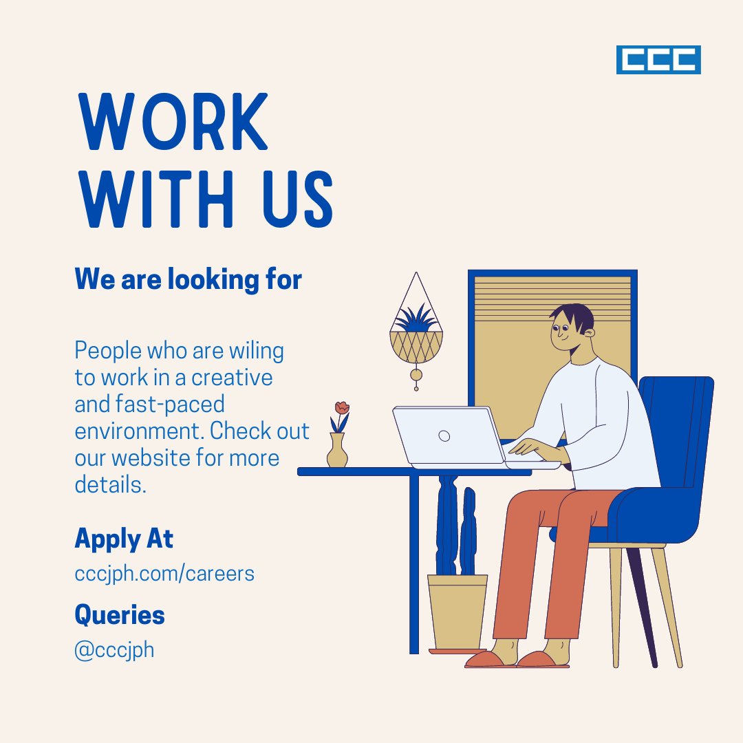 CCCjph's tweet photo. Looking for a job in the creative industry? CCC has some to offer! Check out our open positions here: https://t.co/MD37xqCNRF
#jobhiring #translator #posteditor #hiring #JobOpening https://t.co/yzhFPiDpgg
