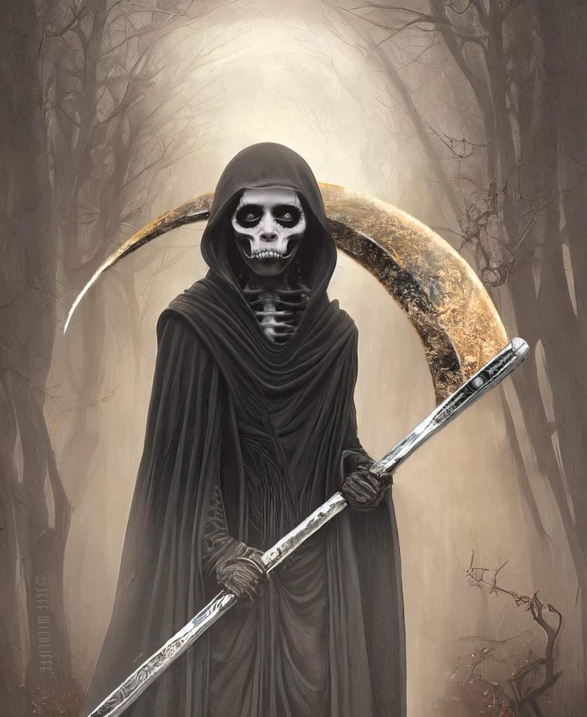 JeffWickliffe's tweet photo. What you sow.. new #AI #artwork made from pieces of over dozen #stablediffusion and #midjourney prompts, cut up and composited in #photoshop with some hand painting. #photo #Death #HorrorArt https://t.co/ICh6huEYva
