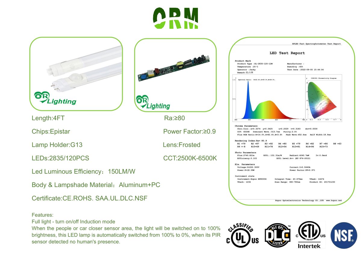 ORMlighting's tweet image. #ORMLIGHTING #Radarsmartsensorledtube 
Full light - turn on/off Induction mode
When the people or car closer sensor area, the light will be switched on to 100% brightness, this LED lamp is automatically switched from 100% to 0%, when its PIR sensor detected no human's presence.