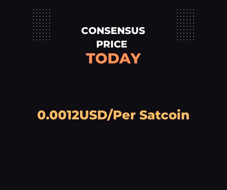 [Price Update] 

Dear SAT Network followers, please take note the latest consensus price today is 0.0012USD/per Satcoin.
