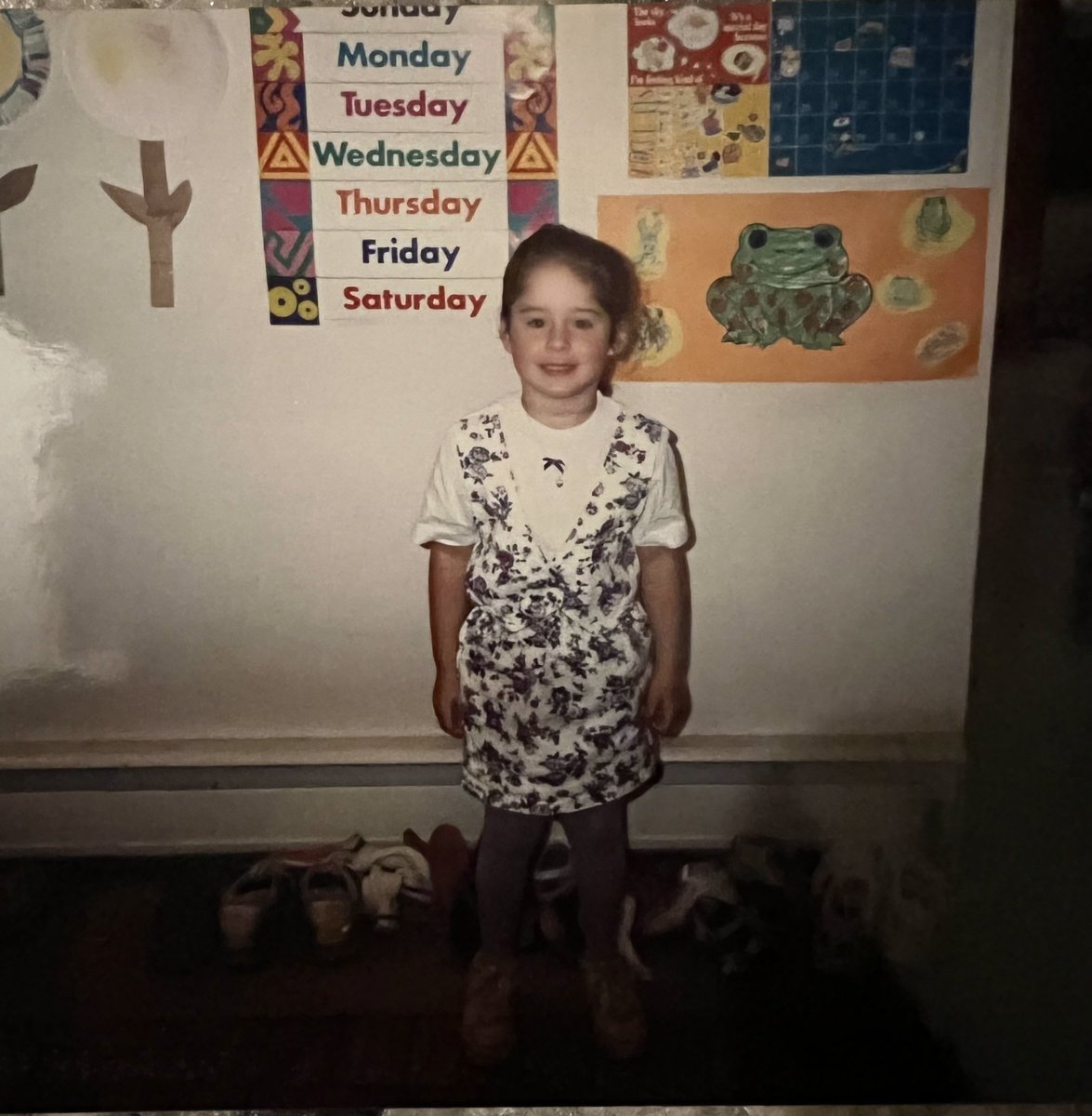 jenni_aline's tweet photo. I think all the #kindergartenmoms out there feel broken tonight. I definitely feel emotional with this one. When did my girls grow up?

Also, I kind of like my first day of kindergarten outfit. Thanks, Mom. 

#momlife #hotmessmom #momprobs https://t.co/1ZIJP8fziw