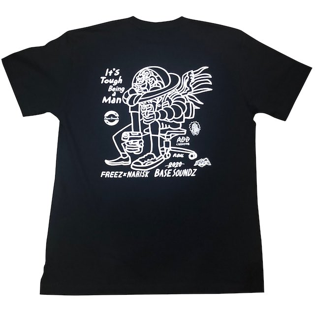 BASE43460594's tweet photo. 黒のSサイズなら1点在庫ございます！
運命感じた方は是非！
POPY OILデザインによるFREEZ×NARISK-It's Tough Being a ManのTシャツです。 BASE限定販売。 表面にBASE SOUNDZロゴ、裏面にアルバムのデザインがプリントされています。

https://t.co/97dDRiPe0B https://t.co/sz6atbXZD5