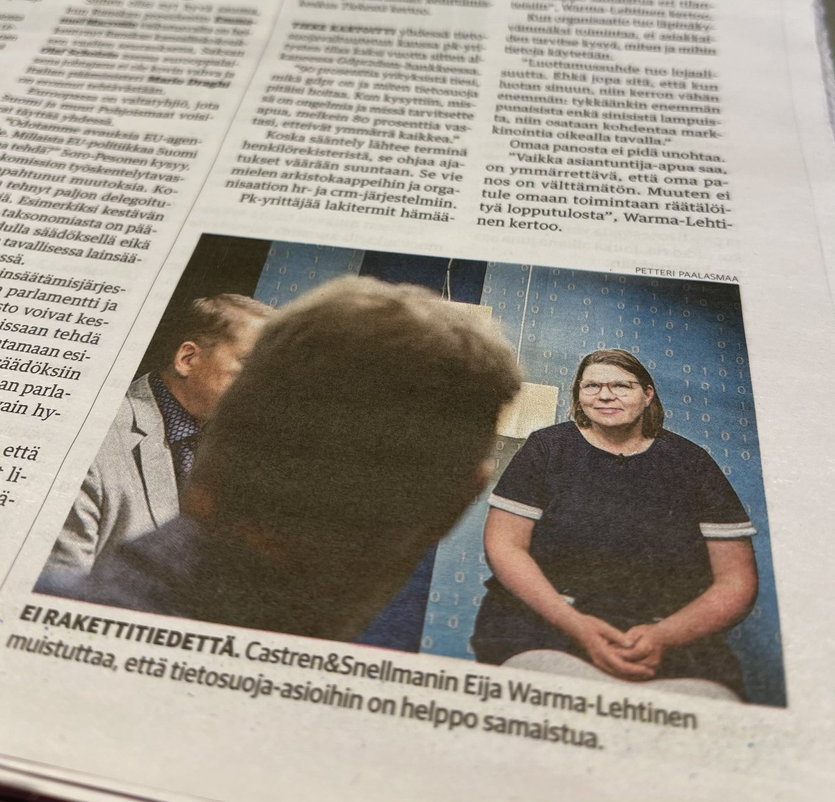 Eija Warma-Lehtinen (@eijawarma) on Twitter photo #tietosuoja on ehdottomasti kilpailutekijä eikä se useinkaan ole rakettitiedettä💡 <a href="/KauppalehtiFi/">Kauppalehti</a> Kiitos <a href="/HarriJunttila/">Harri Junttila</a> ja <a href="/TimoSimell/">Timo Simell</a> mielenkiintoisesta keskustelusta 🙏🏻 #DigiNyt #tietosuoja on ehdottomasti kilpailutekijä eikä se useinkaan ole rakettitiedettä💡 <a href="/KauppalehtiFi/">Kauppalehti</a> Kiitos <a href="/HarriJunttila/">Harri Junttila</a> ja <a href="/TimoSimell/">Timo Simell</a> mielenkiintoisesta keskustelusta 🙏🏻 #DigiNyt