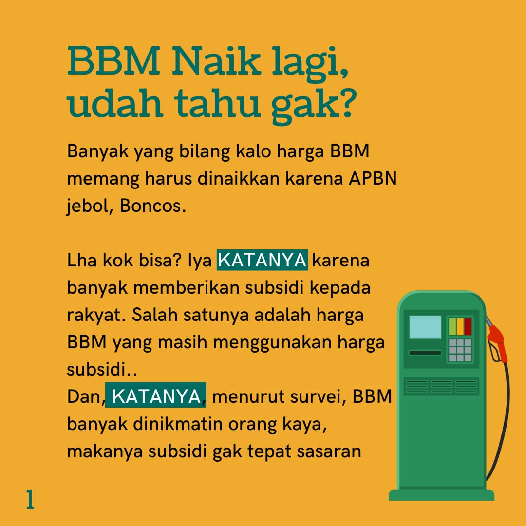 Octaviasudrmono's tweet photo. Innalillahi, harga BBM NAIK LAGI!? This is disaster for us, sebagai masyarakat kita mau gk mau "NGALAH" lagi atas kebijakan yg gak jelas dan plin plan😭 https://t.co/se9lN20JcB