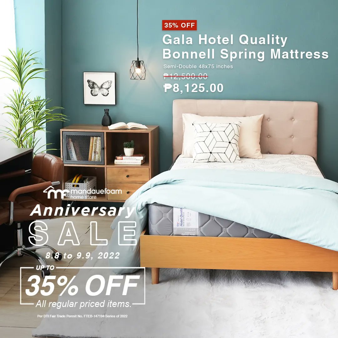 Celebrate this milestone with us! Our Anniversary Sale is up until this Friday, September 9, 2022. 🎉 

Shop in-store and online at mandauefoam.ph to enjoy up to 35% off on your purchases.