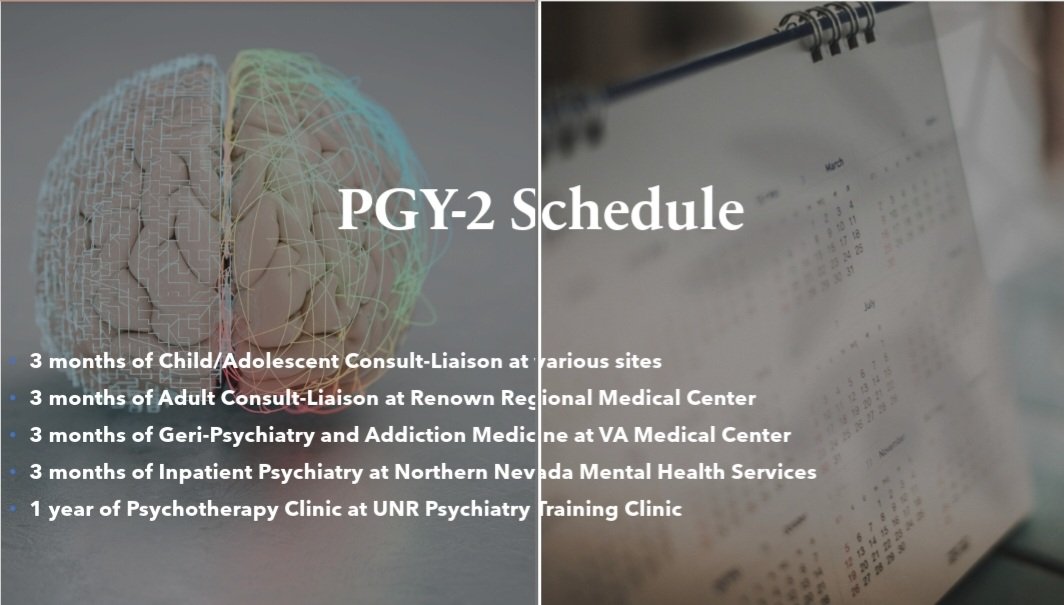 UNRPsychiatry's tweet photo. Here is our PGY-2 schedule!

As a PGY-2, you are provided with one half day a week of elective time!

Currently, residents are spending time at our First Episode Psychosis Clinic, Lakes Crossing Forensic Unit and Jan Evans Juvenile Detention.

#recruitmentseason #pgy2 #elective https://t.co/Cio3exDGUG