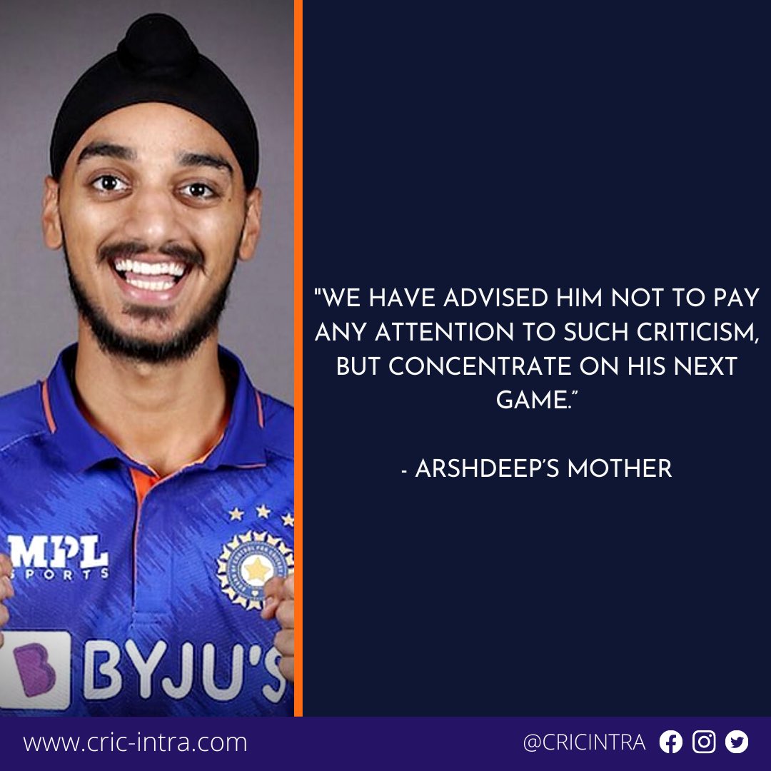 CricIntra's tweet photo. Parents advise Arshdeep Singh to ignore social media criticism
Read Full 👉🏻 https://t.co/Q4RisNndMZ
.
.
#AsiaCup #AsiaCup2022 #INDvsPAK #ArshdeepSingh #StandWithArshdeep https://t.co/Zj8zWxHSqz