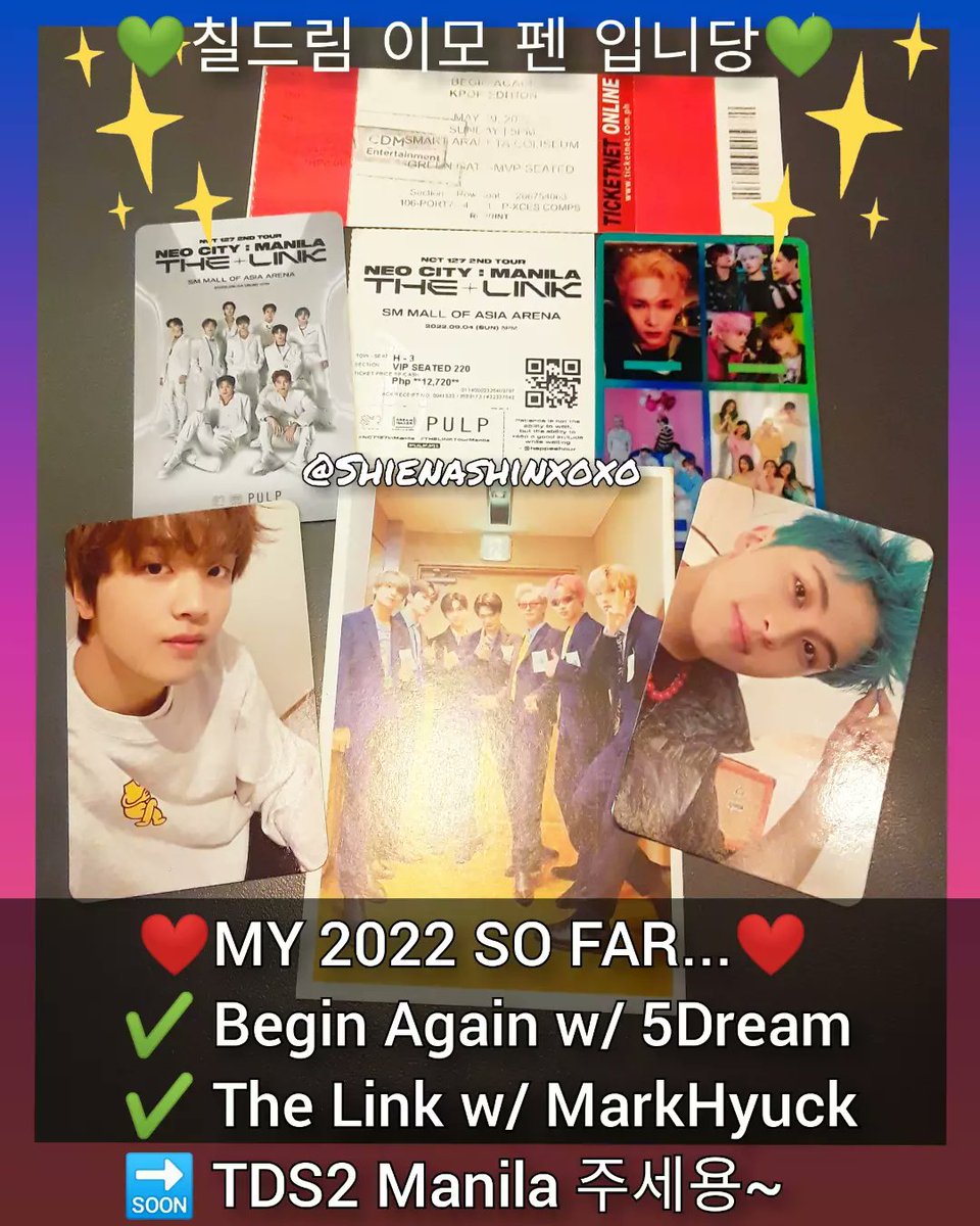 Shienashinxoxo's tweet photo. #엔시티드림 #NCTDREAM #MARK #RENJUN #JENO #HAECHAN #JAEMIN #CHENLE #JISUNG #칠드림 #7Dream #마크 #런쥔 #제노 #해찬 #재민 #천러 #지성
📝MY 7DREAM BUCKET LIST💚
☑️Begin Again Concert w/ #5Dream
☑️The Link Concert w/ #MarkHyuck
🔜TDS2 in Manila please 🇵🇭
📢호이팅 에기들!!!💪🏻❤🔥 https://t.co/5R6OrVIpTT