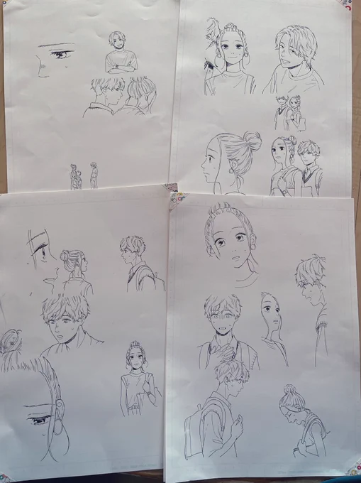 初アナログ。
が、トレス用のコピーサイズが良くなくてせっかく描いたけどちょっと拡大しないとダメだし線が汚い…けどアナログ楽しいな…あと、体感的にアナログの方が間違えても戻れないから後で直せばいいから次の線!って変な諦めがあってサクサク描ける気がする。
しかし紙がヨレヨレだな。 