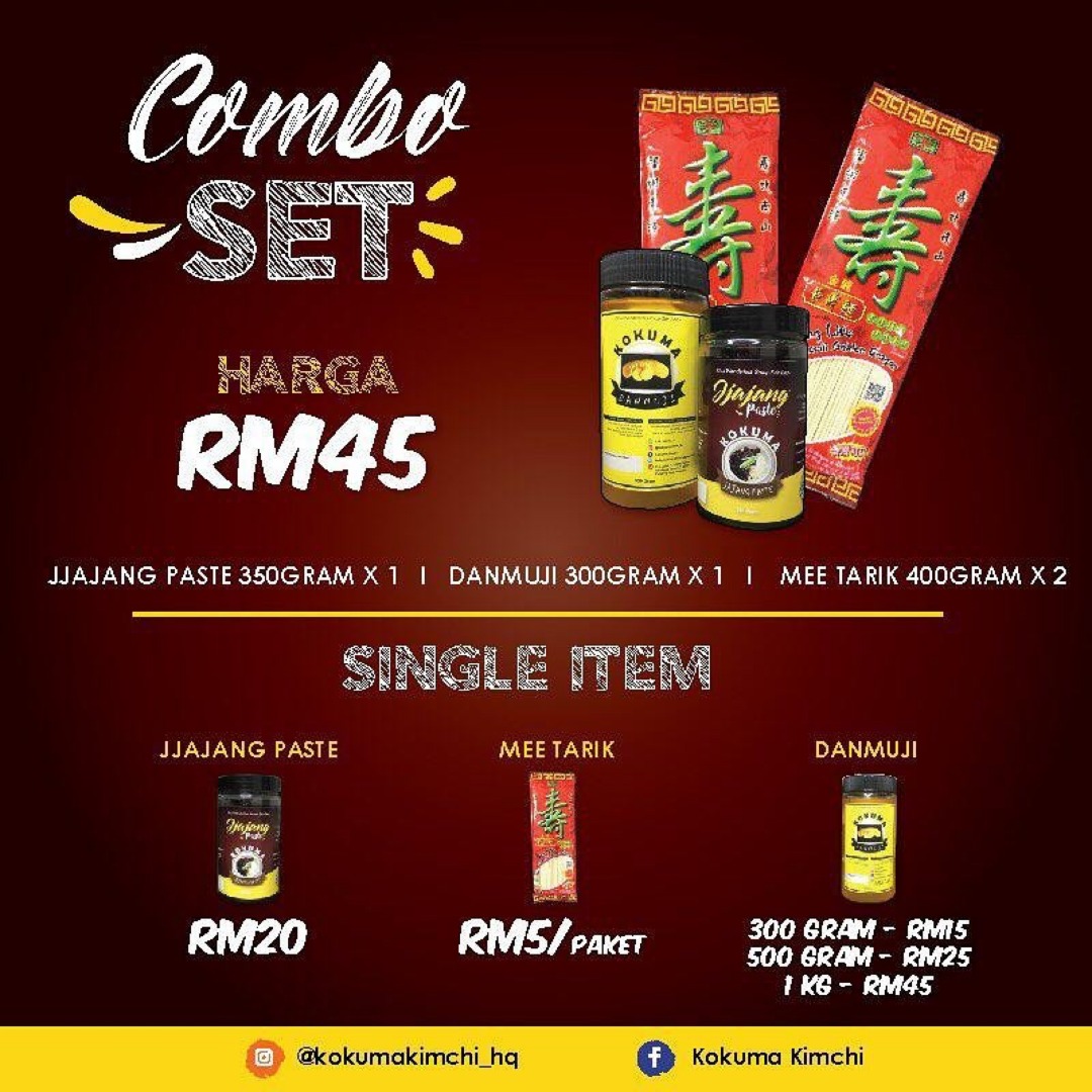 KokumaHq's tweet photo. Utk postage boleh beli Set Jajangmyeon siap ada Jjajang Paste (Kokuma buat sendiri), Mee Tarik &amp; Danmuji. Nak beli loose item pn blh ye, klik je dkt link Shopee ni. Dh siap ada share cara masak Jajangmyeon sekali🤗

https://t.co/HBnqBCvTu4 https://t.co/S4dTmrd5M5