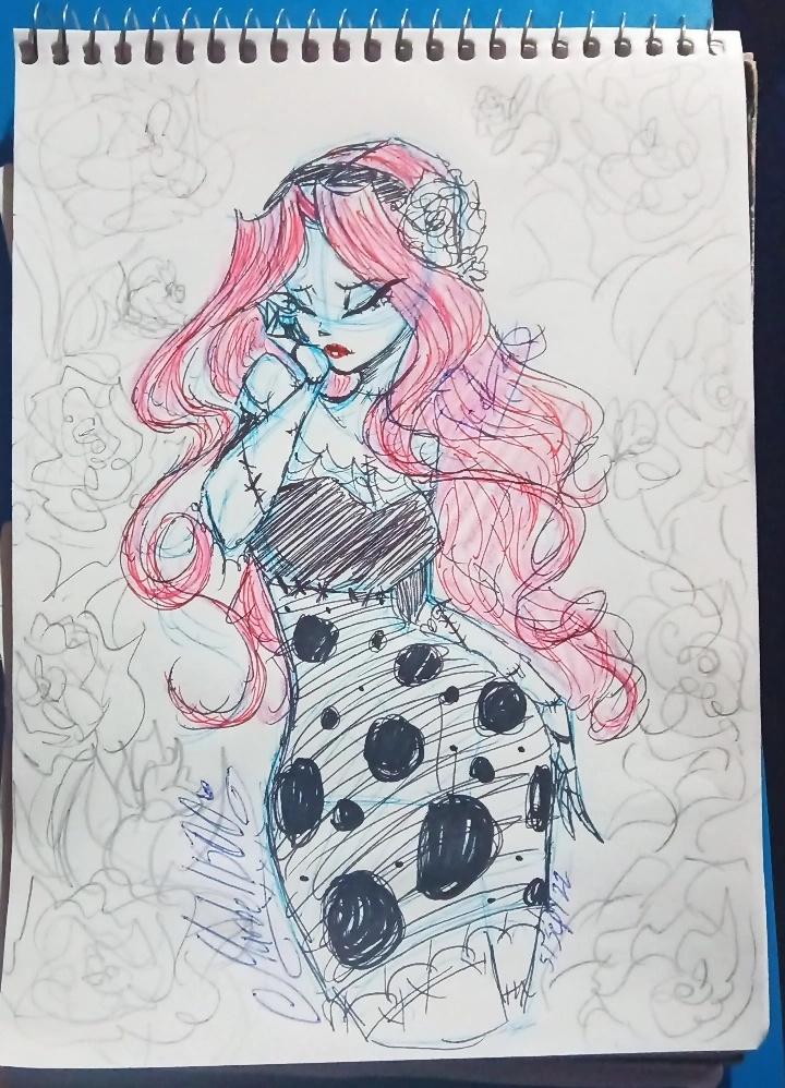 marbell22294170's tweet photo. Ya tenía mucho que no la dibujaba ya extrañaba a mi hermosa Marbella skeleton 💖🥺 la tercera  hija de Jack y sally #elextrañomundodejack #OC #jackysally https://t.co/itRxHW79Fy
