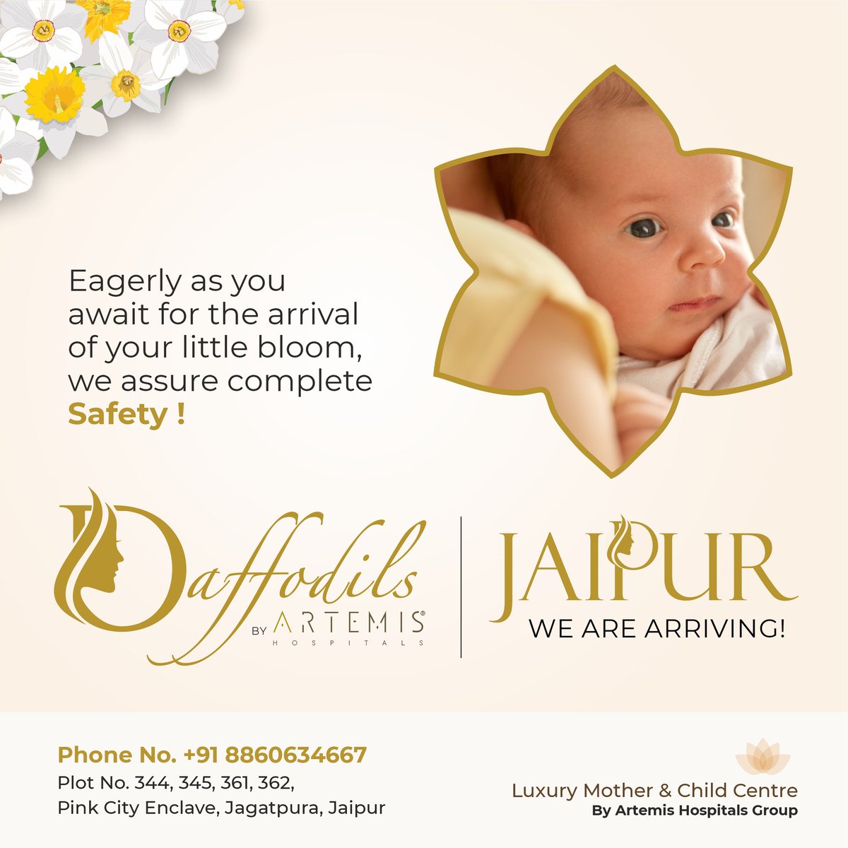 HospitalArtemis's tweet photo. Opening Soon in the Pink City!
We know how special your bundle of joy is in your life! Let his arrival be in the lap of luxury & comfort at Daffodils new centre in Pink City Enclave, Jaipur.
For more queries call: +91 8860634667
#NowOpening #multispeciality #luxurybirthcentre https://t.co/3roKUYEa80