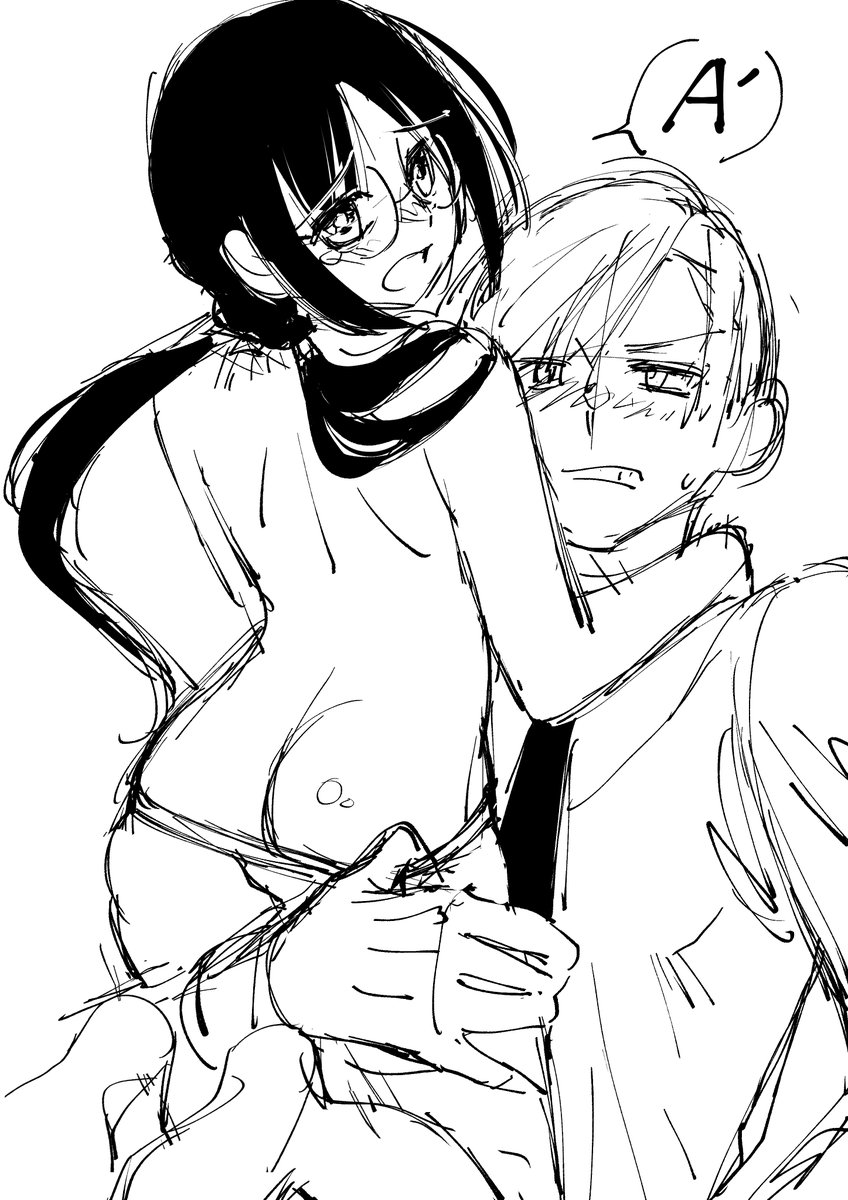 [R18お仕事] カラーのラフ案ボツ絵。ドジメガネは表紙でも おパンツ脱がされます😌👍4は手と汁がNGだけど描きたくて描いちゃった。 