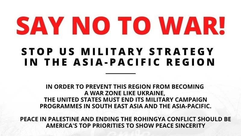 QMustaqim's tweet photo. SAY NO TO WAR! Stop US Military Strategy in the Asia-Pacific region - Sign the Petition! https://t.co/5PpvjWjprW via @ChangeOrg_MY https://t.co/mbFindKeQw