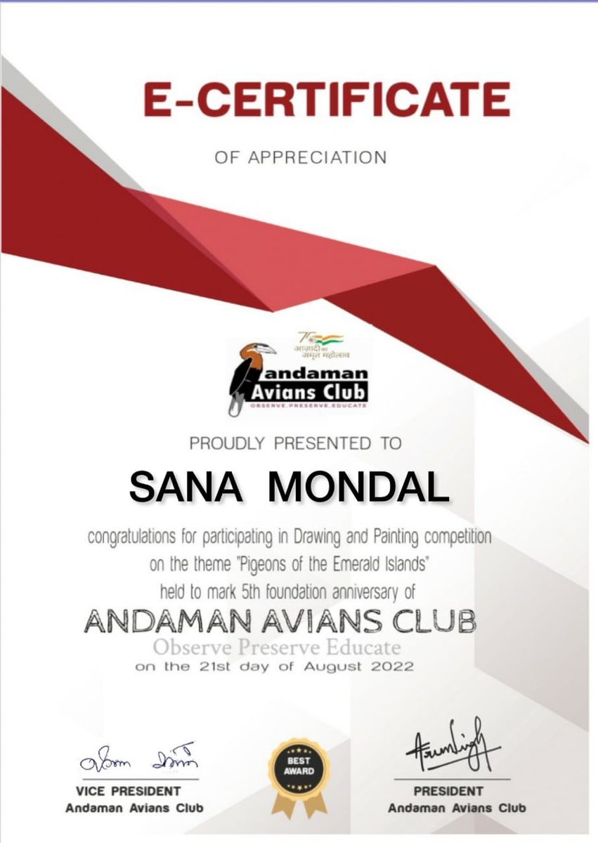 Thank you @CupidRaha @AACAndaman for this certificate
#AndamanAviansClub 
This is a great achievement for my daughter's.
#Ruhi #Pihu 
#birding