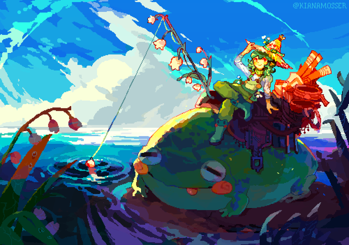 witch whose familiar is a giant frog #pixelart #ドット絵