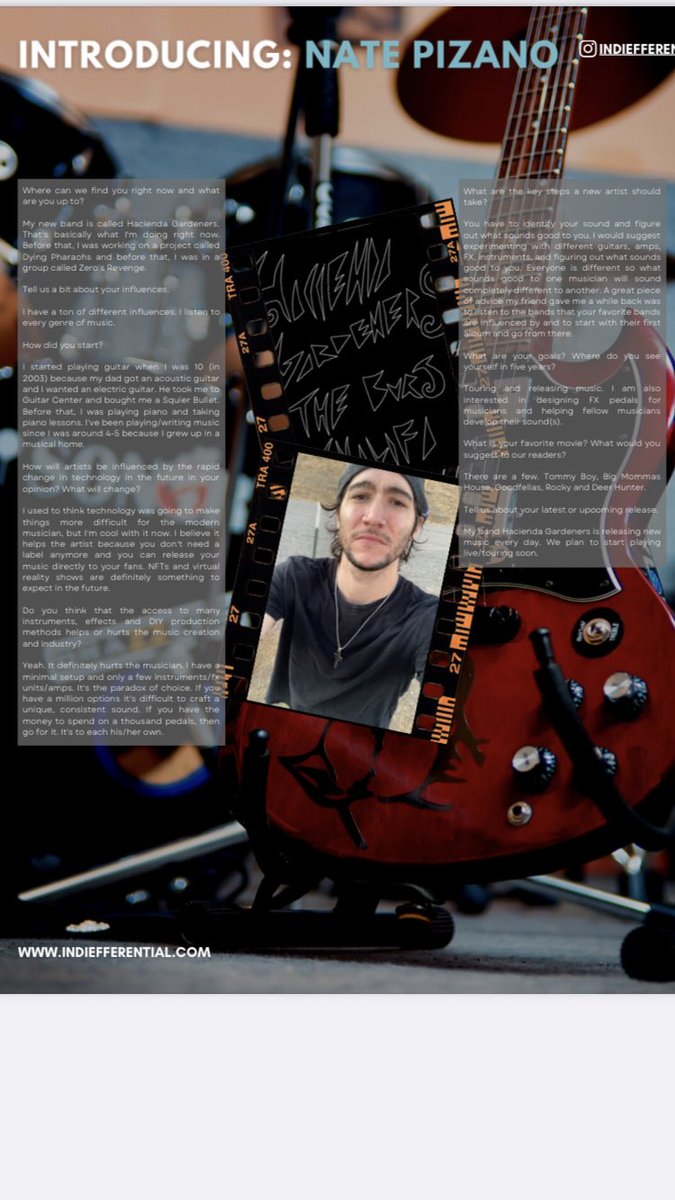zerosrevenge's tweet photo. Here is my recent interview I did with Indiefferential magazine #indiemagazine #zine #onlinemagazine #onlinemag #independentmagazine #independentmag #newinterview #musician #musicindustry #sfbay #musicinterview #article #musica #musicproducer #indierock #postpunkrevival #funk https://t.co/bHcU1JDMHc